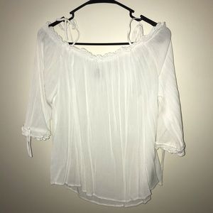 A.N.A White Off the Shoulder Peasant Top